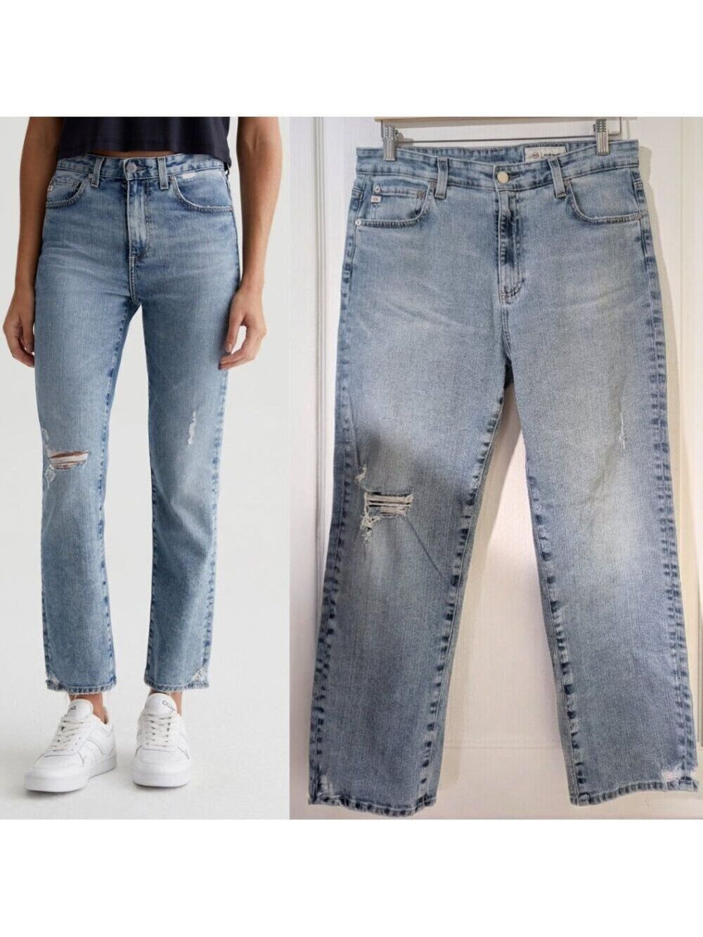 AG | Saige Crop AG-ed Mid-Rise Straight Leg Denim In Driftwood